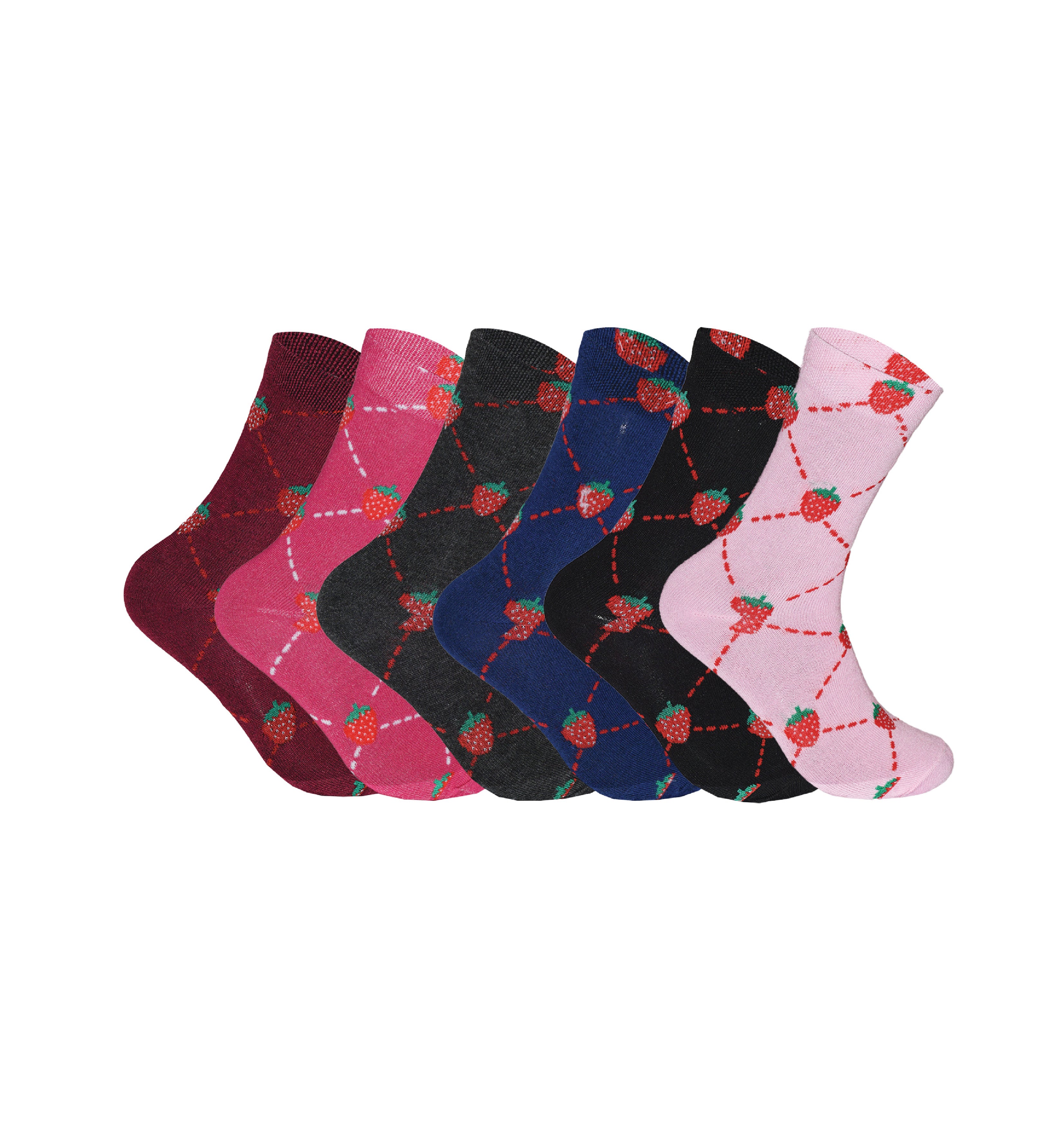 Ladies strawberry print socks cotton rich soft breathable UK size 4-6.5