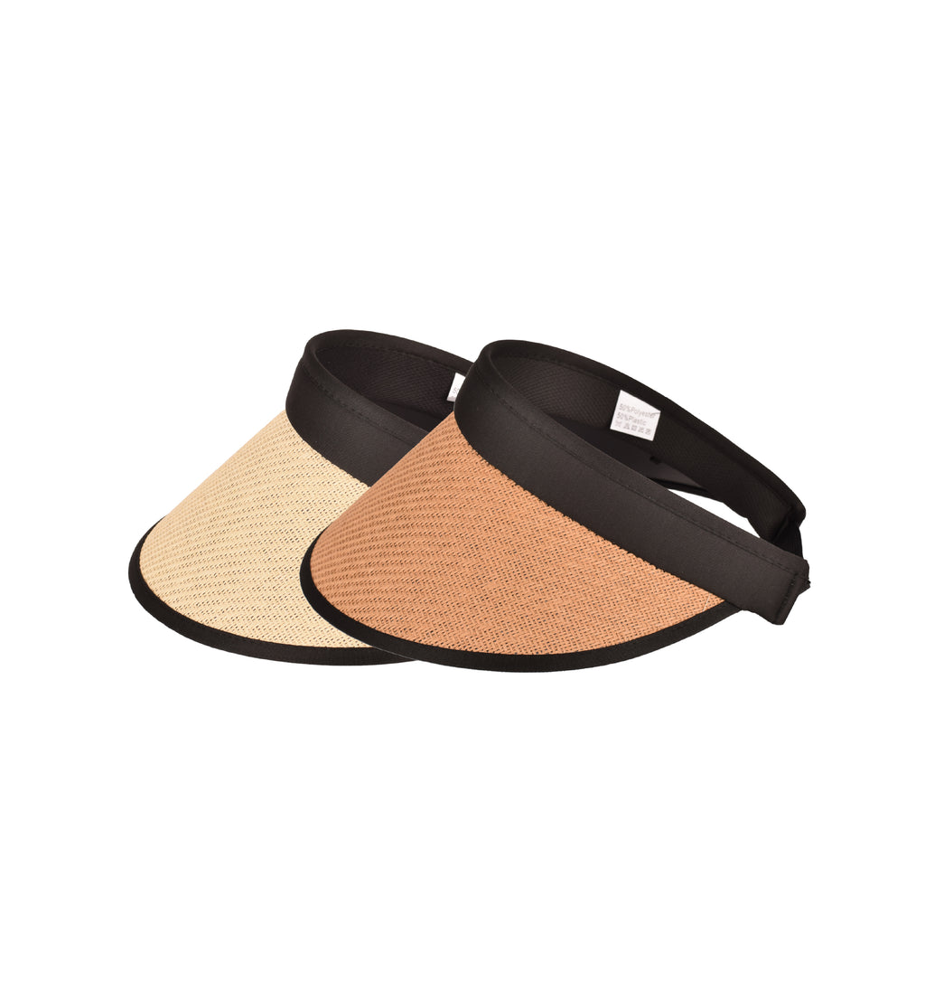 Ladies wide brim straw visor hat UV protection beach sports UK Hopoye