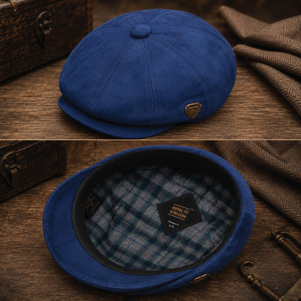 Suede baker boy hat styled for casual weekend wear