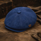 Close-up detail of soft suede-look fabric texture on baker boy hat