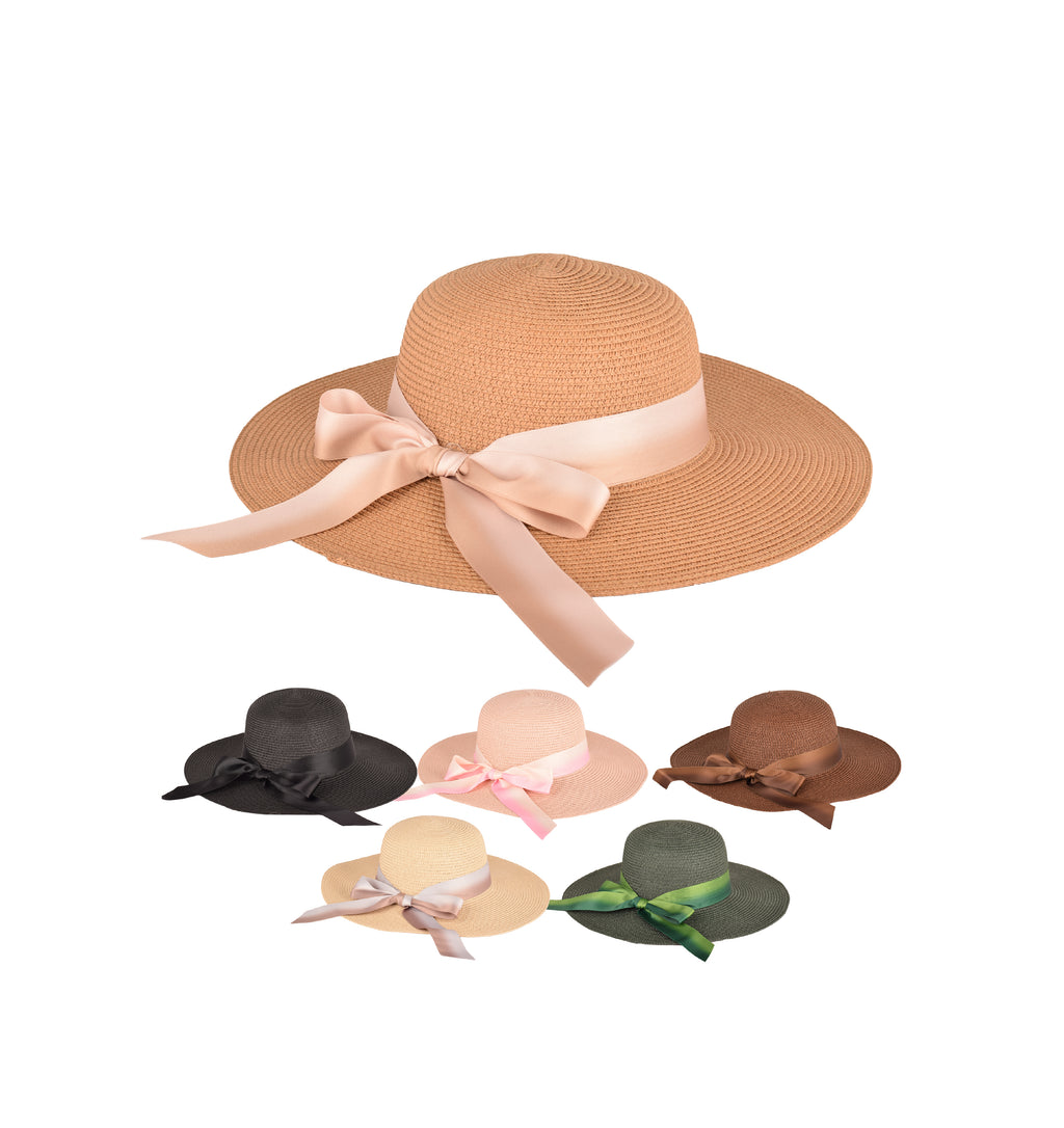 Ladies minimalist beach straw sun hat UV protection 6 colours UK Hopoye