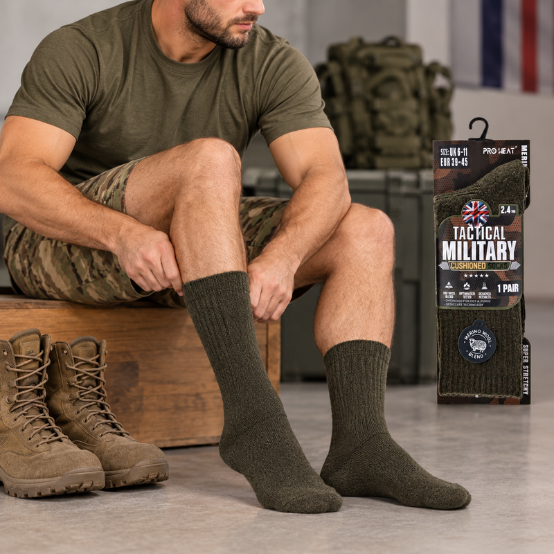 Hopoye tactical military cushioned merino wool blend socks for men, product showcase