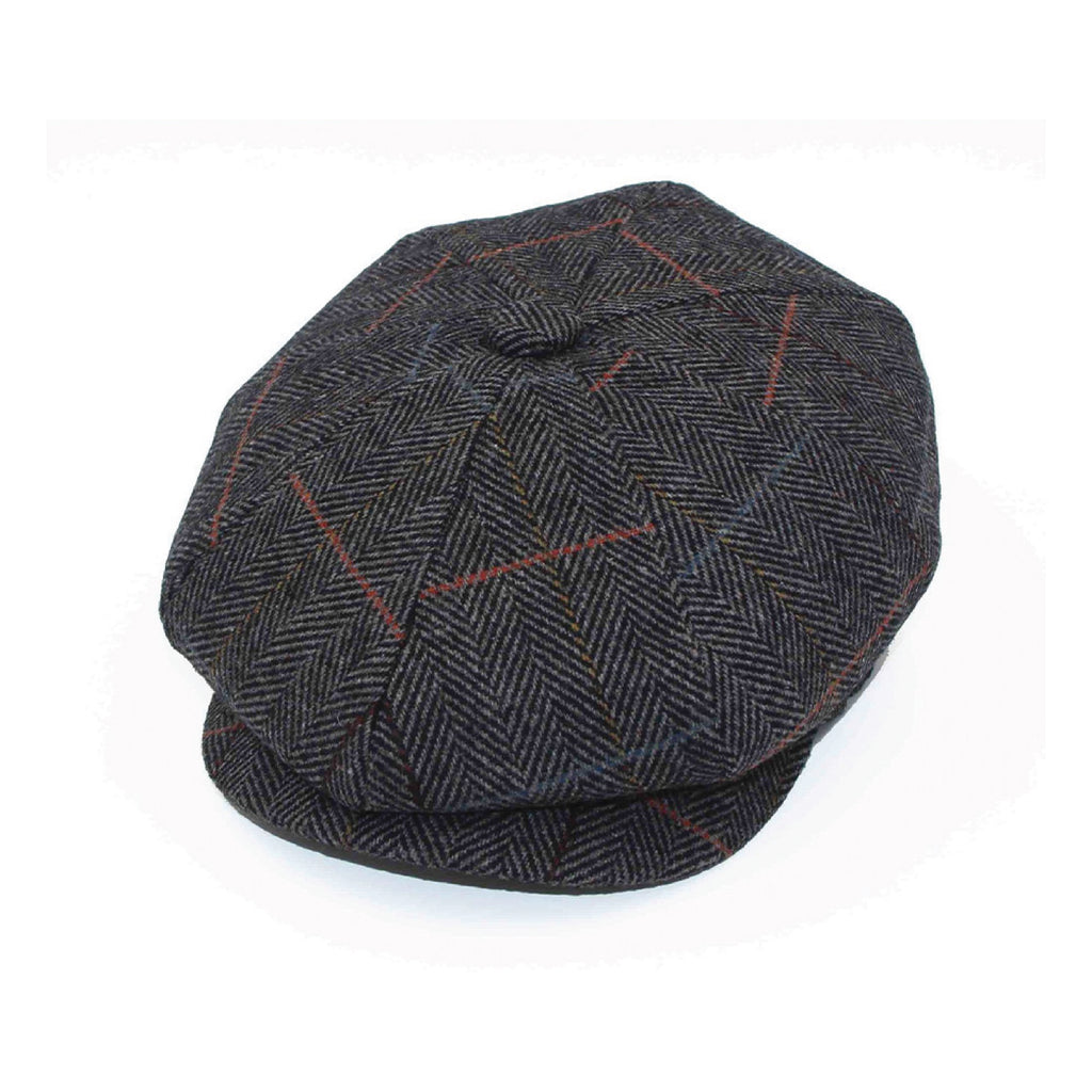 Tweed check baker boy hat colourway option, front view