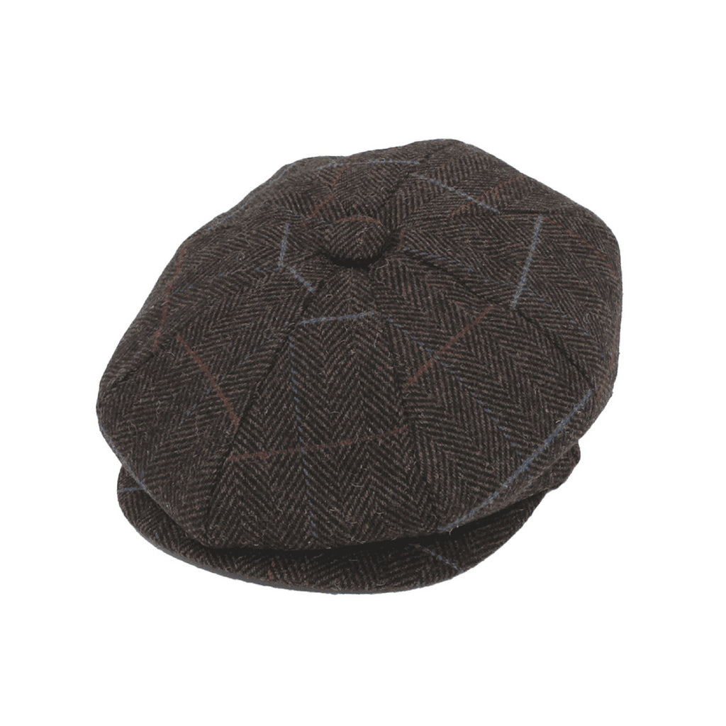 8 panel newsboy cap colourway option in wool blend tweed