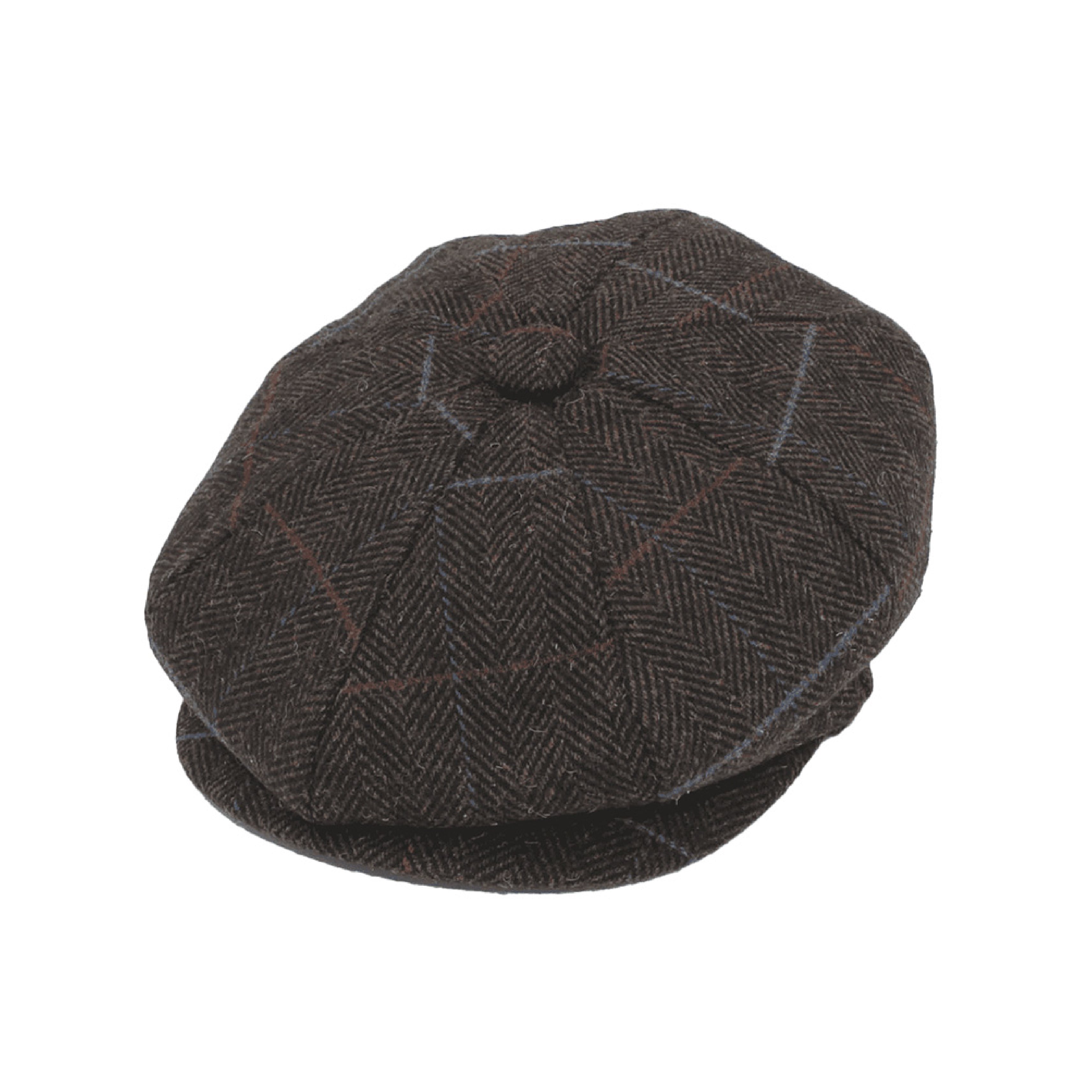 8 panel newsboy cap colourway option in wool blend tweed