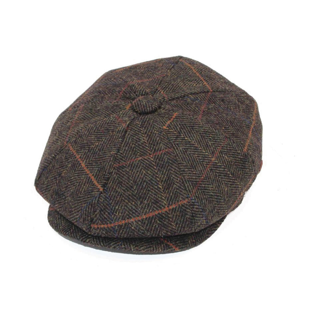 Newsboy flat cap colour option in woven tweed check