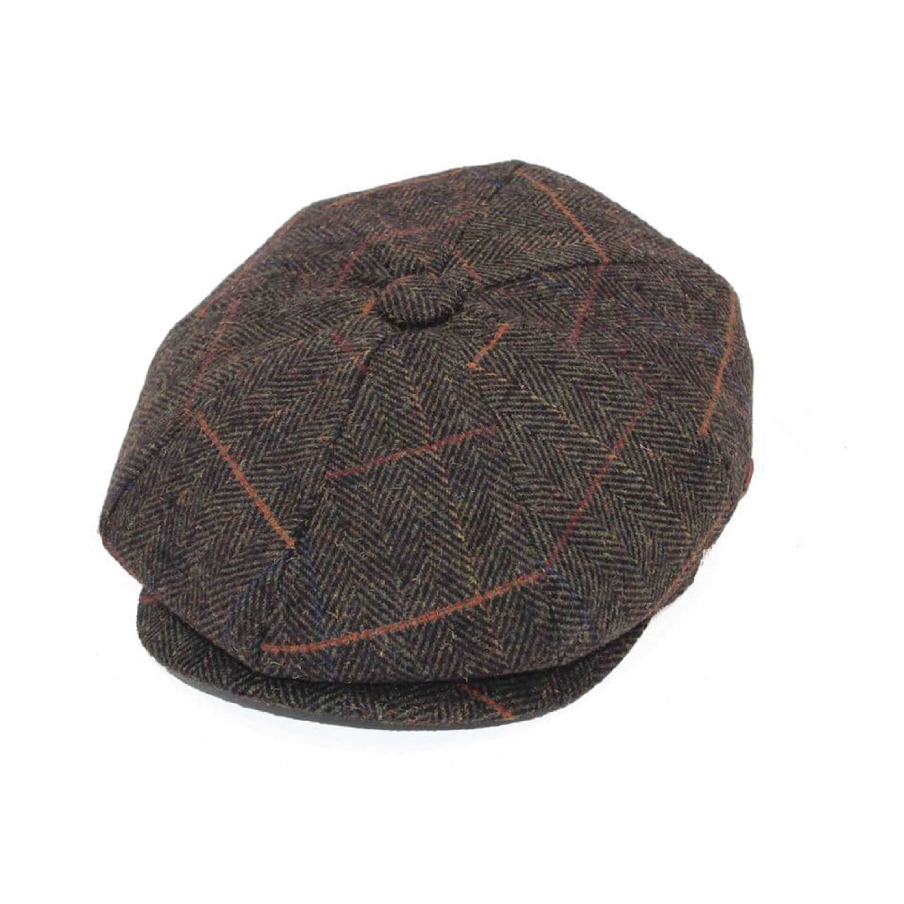 Newsboy flat cap colour option in woven tweed check