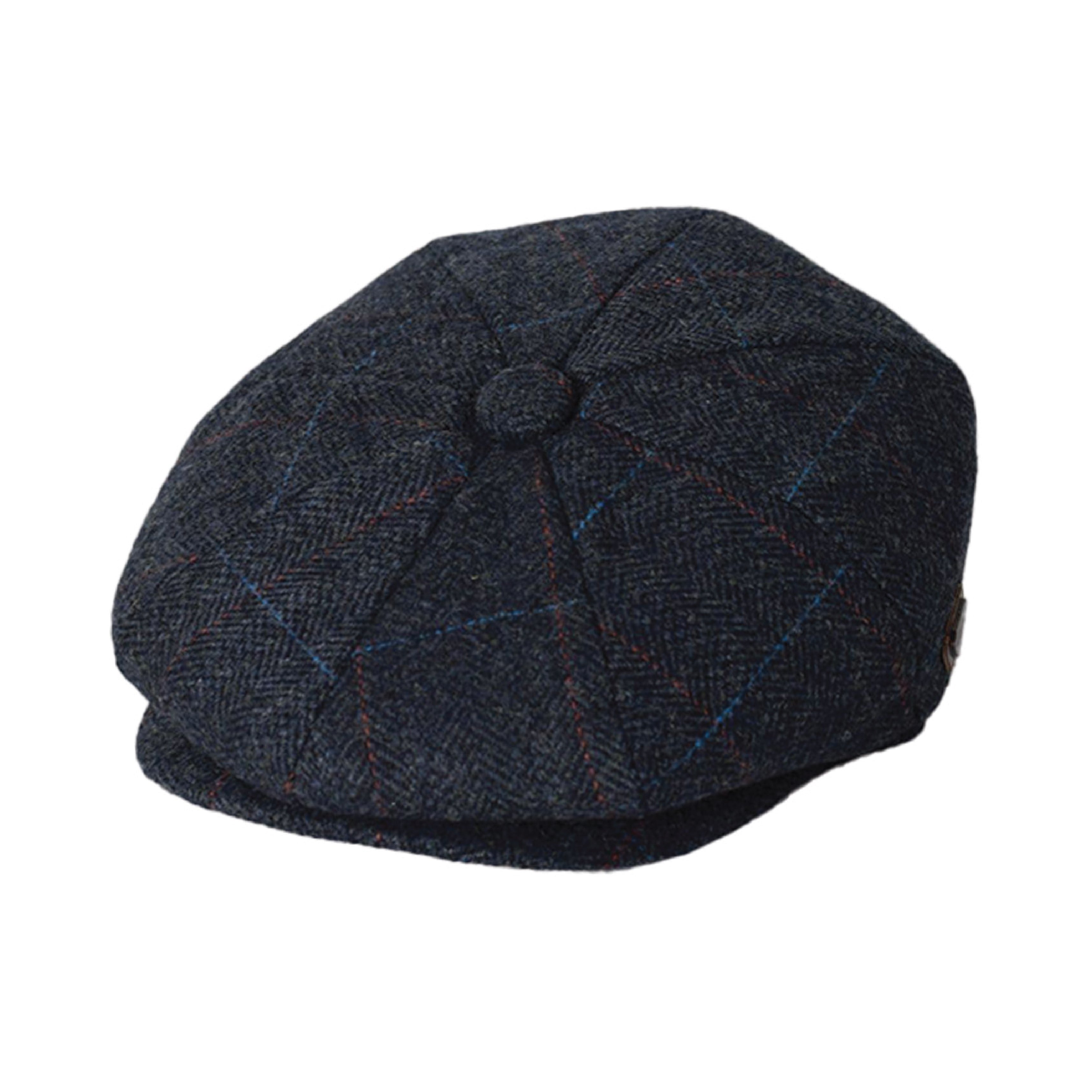 Vintage 8 panel baker boy cap colourway in check tweed