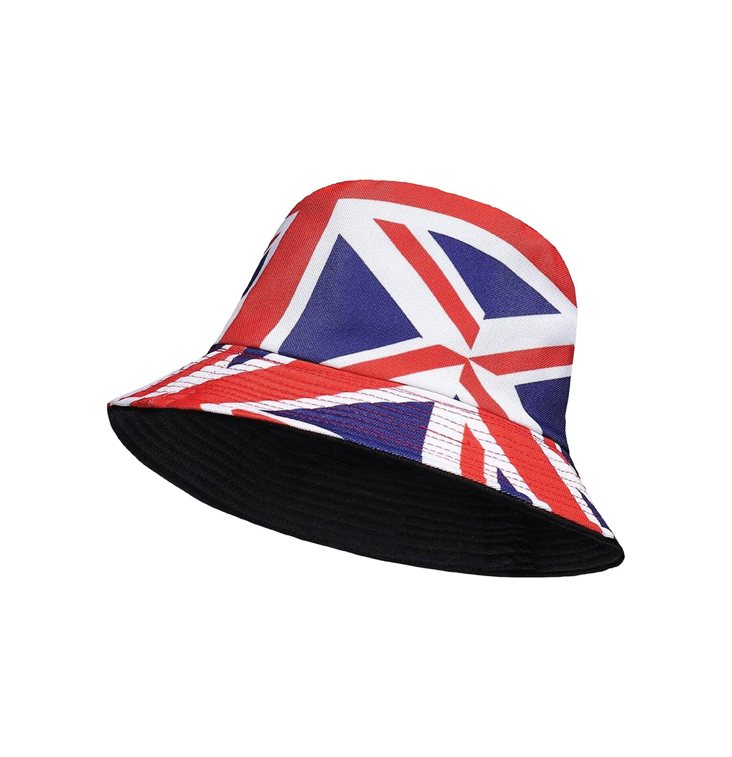 Big Union Jack cotton bucket hat British pride festival hat UK Hopoye
