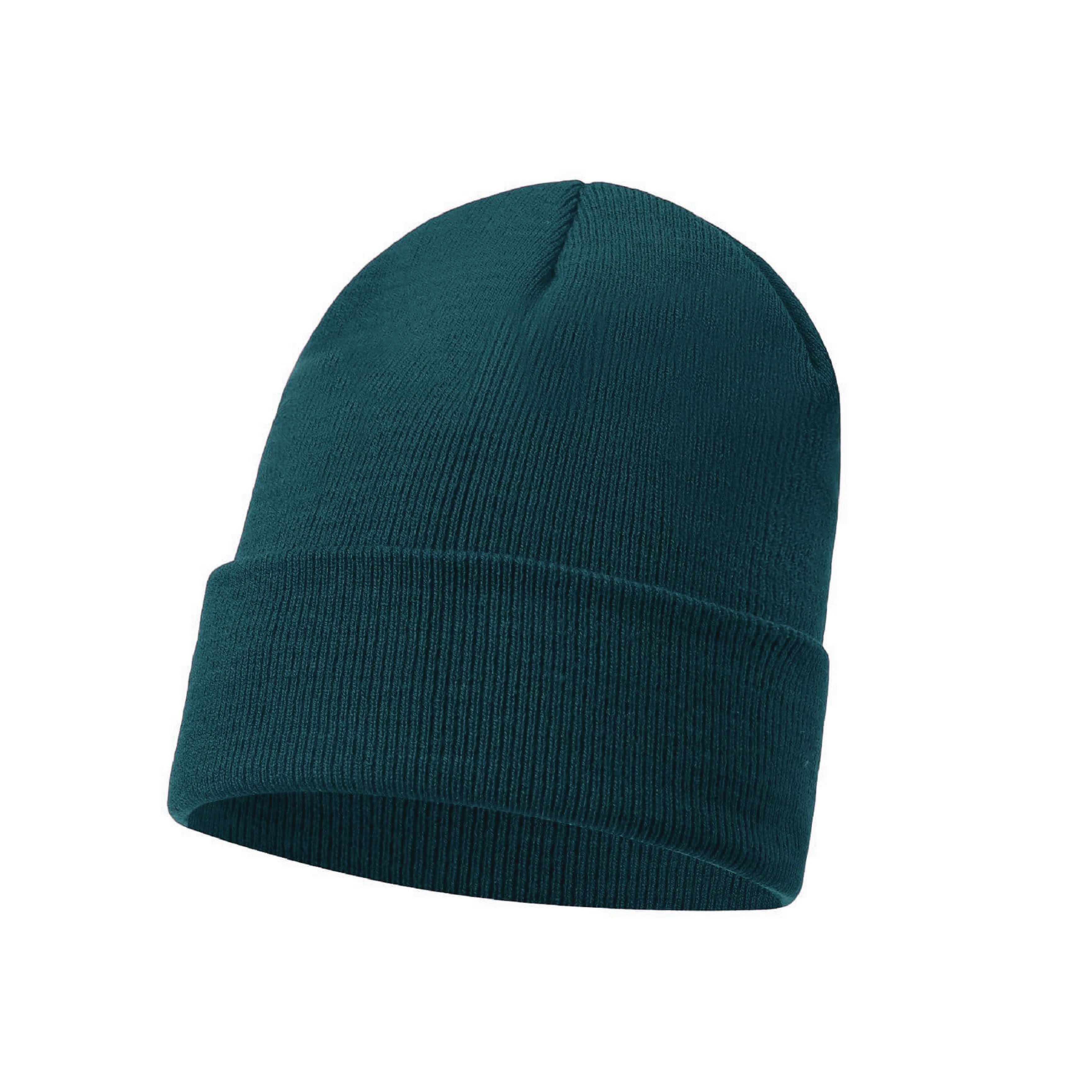 Unisex plain knitted beanie hat colour option, soft cuffed winter hat