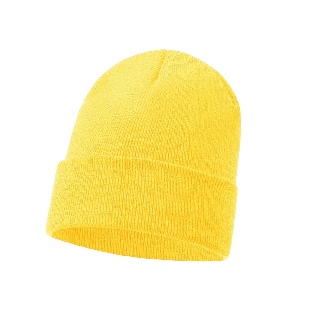 Plain knitted winter beanie hat colour option, unisex cuffed design