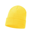 Plain knitted winter beanie hat colour option, unisex cuffed design