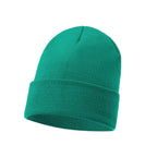 Soft plain beanie hat with folded cuff, knitted unisex colour option