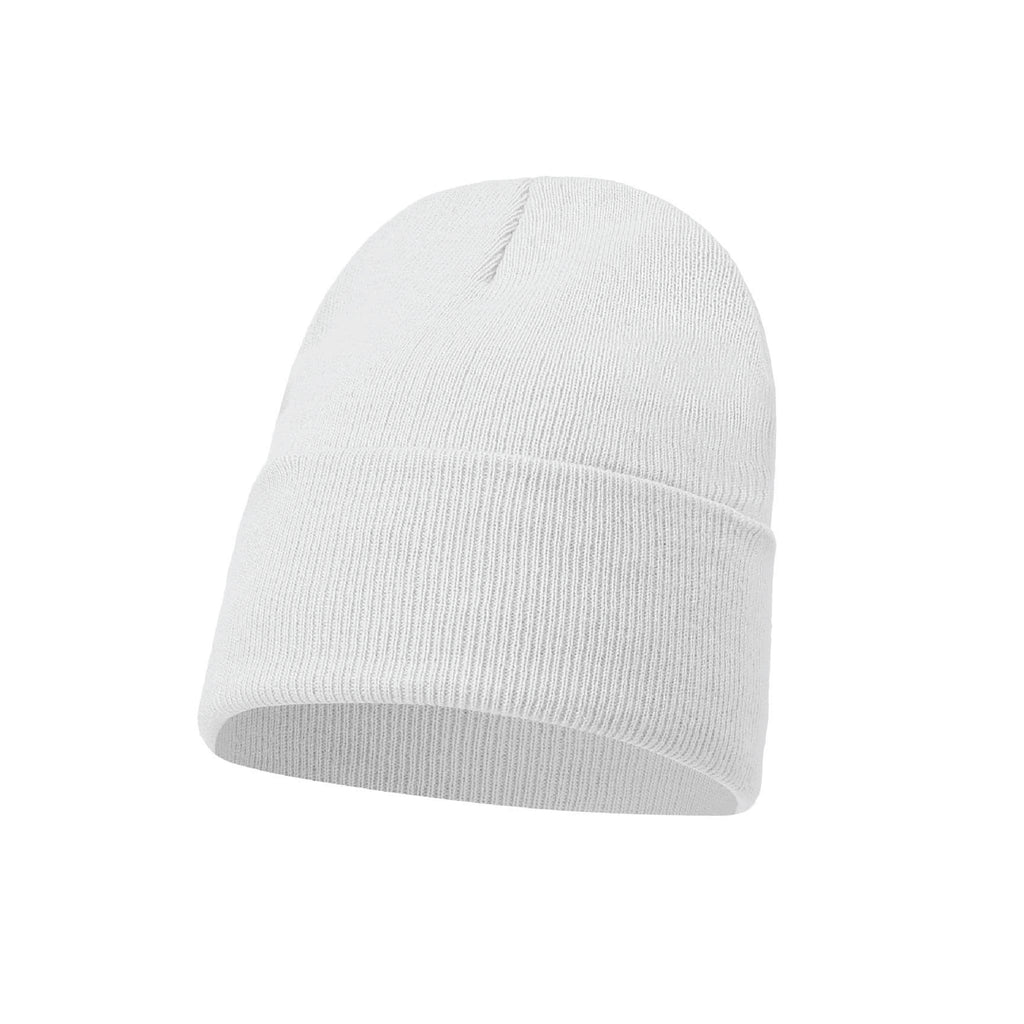 Unisex turn up beanie hat, plain knitted winter hat colour option