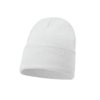 Unisex turn up beanie hat, plain knitted winter hat colour option
