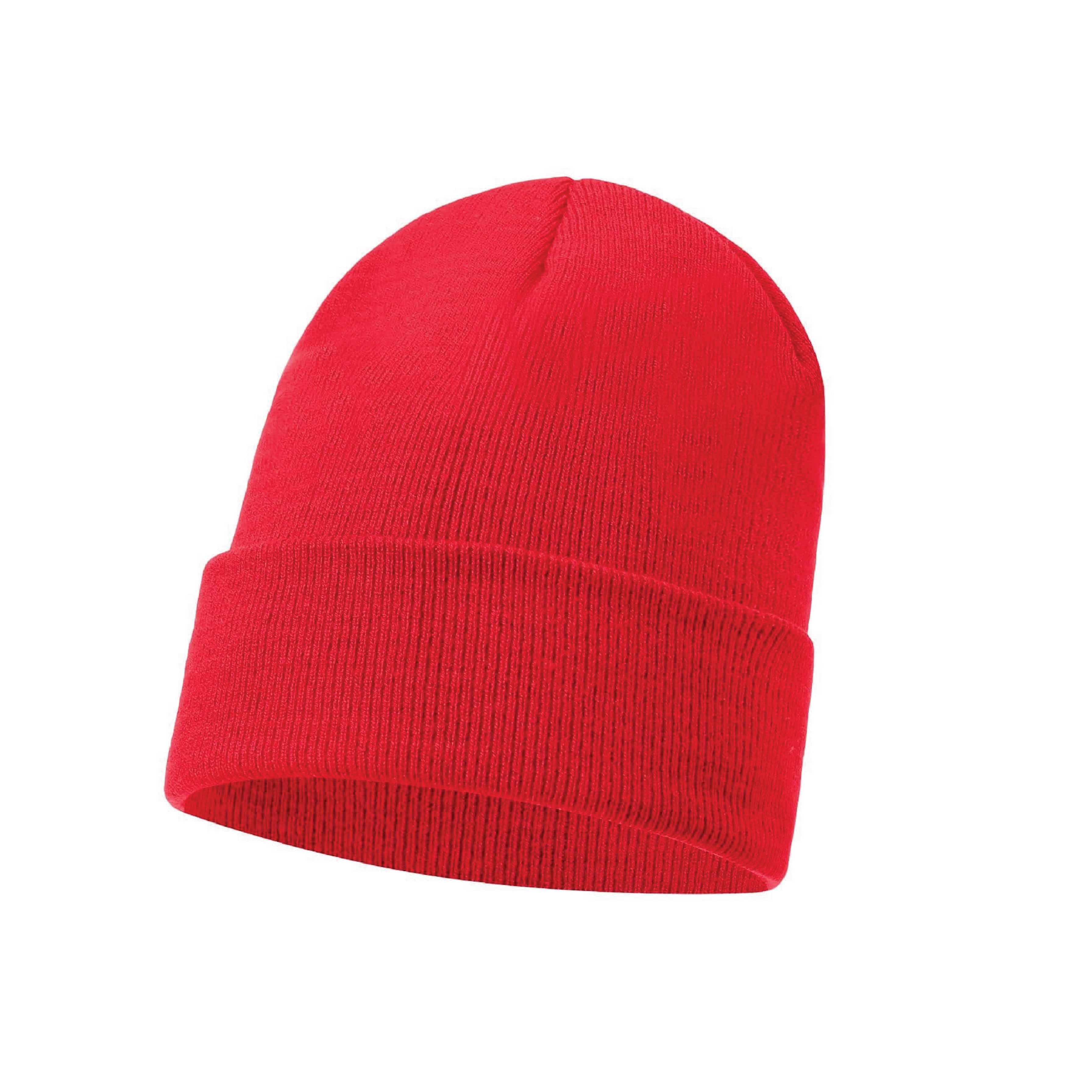 Warm plain knitted beanie hat colour option, cuffed unisex winter hat