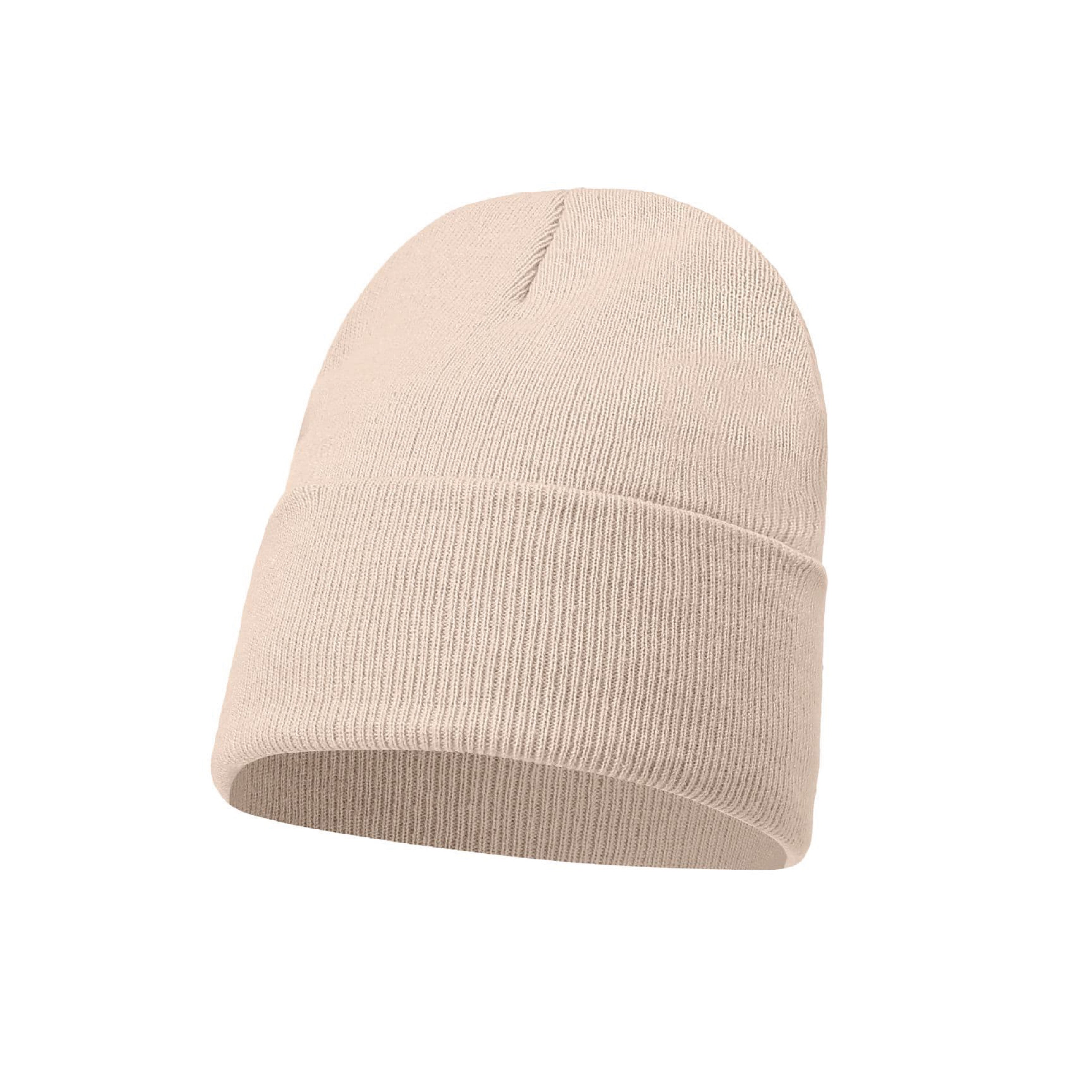 Knitted cuffed beanie hat for men and women, plain winter hat colour option