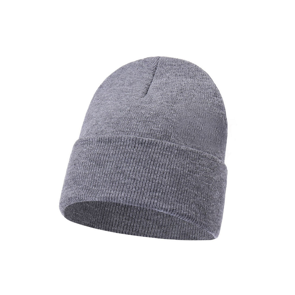 Soft knitted plain beanie hat, cuffed unisex winter beanie UK
