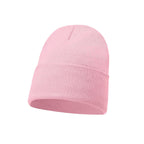 Plain beanie hat with folded cuff, knitted unisex winter hat colour option
