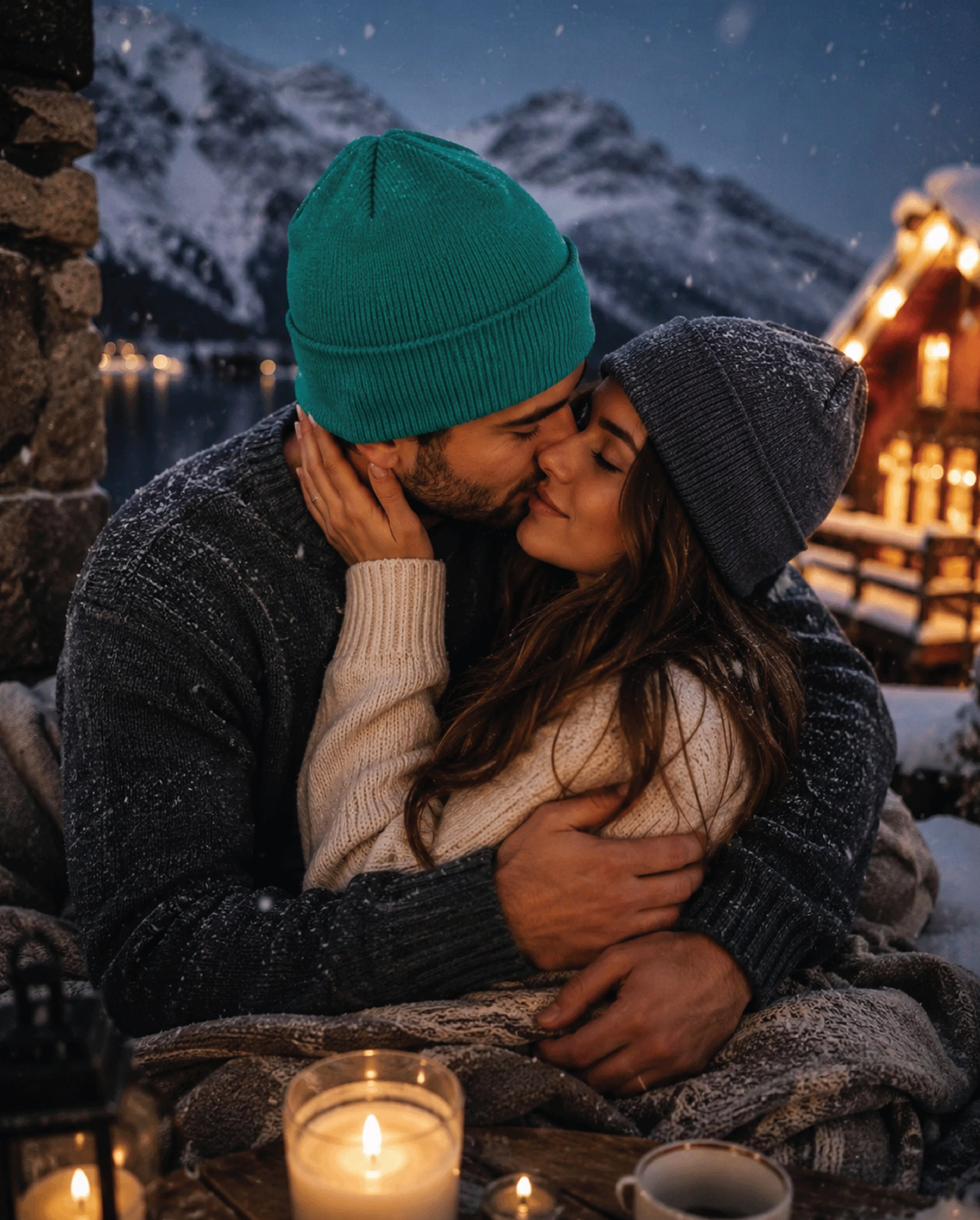 Plain knitted cuffed beanie hat colour option for men and women