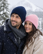 Soft knitted turn up beanie hat, plain unisex design one size fits most