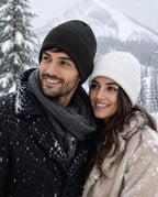 Plain turn up beanie hat for men and women, soft knitted winter hat UK