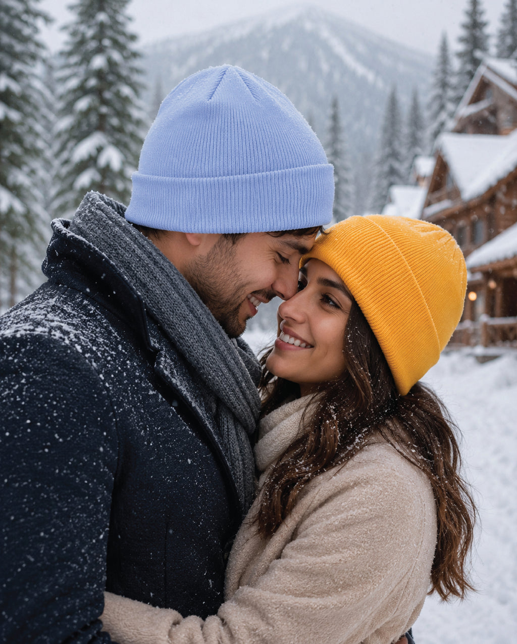 Plain cuffed beanie hat colour option, warm knitted winter beanie