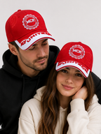 United fan cap red cotton with raised UNITED lettering on white contrast peak