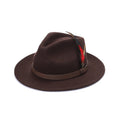 Brown 100% wool fedora hat handmade wide brim XS to XL UK Hopoye