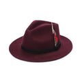 Wine red 100% wool fedora hat handmade wide brim XS to XL UK