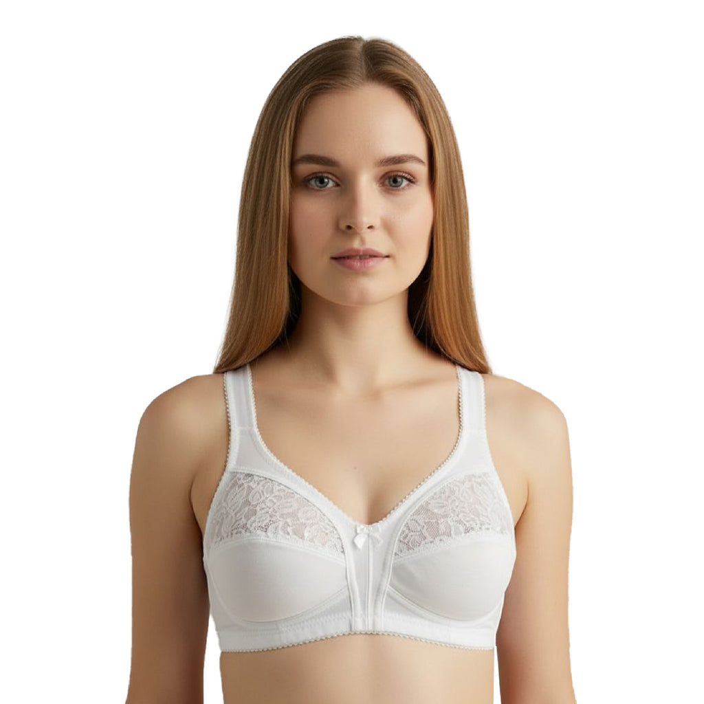 Hopoye women's wireless lace full cup bra, non-padded, front view, photo 4