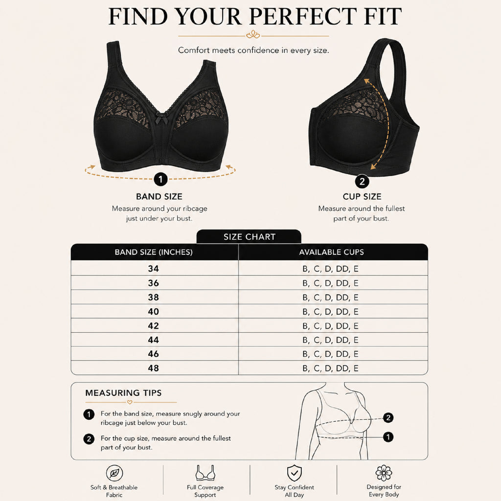 Hopoye women's soft lace full cup wireless bra, band sizes 34 to 48, photo 9