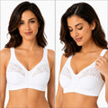 Hopoye women's soft lace full cup wireless bra in white, non-padded