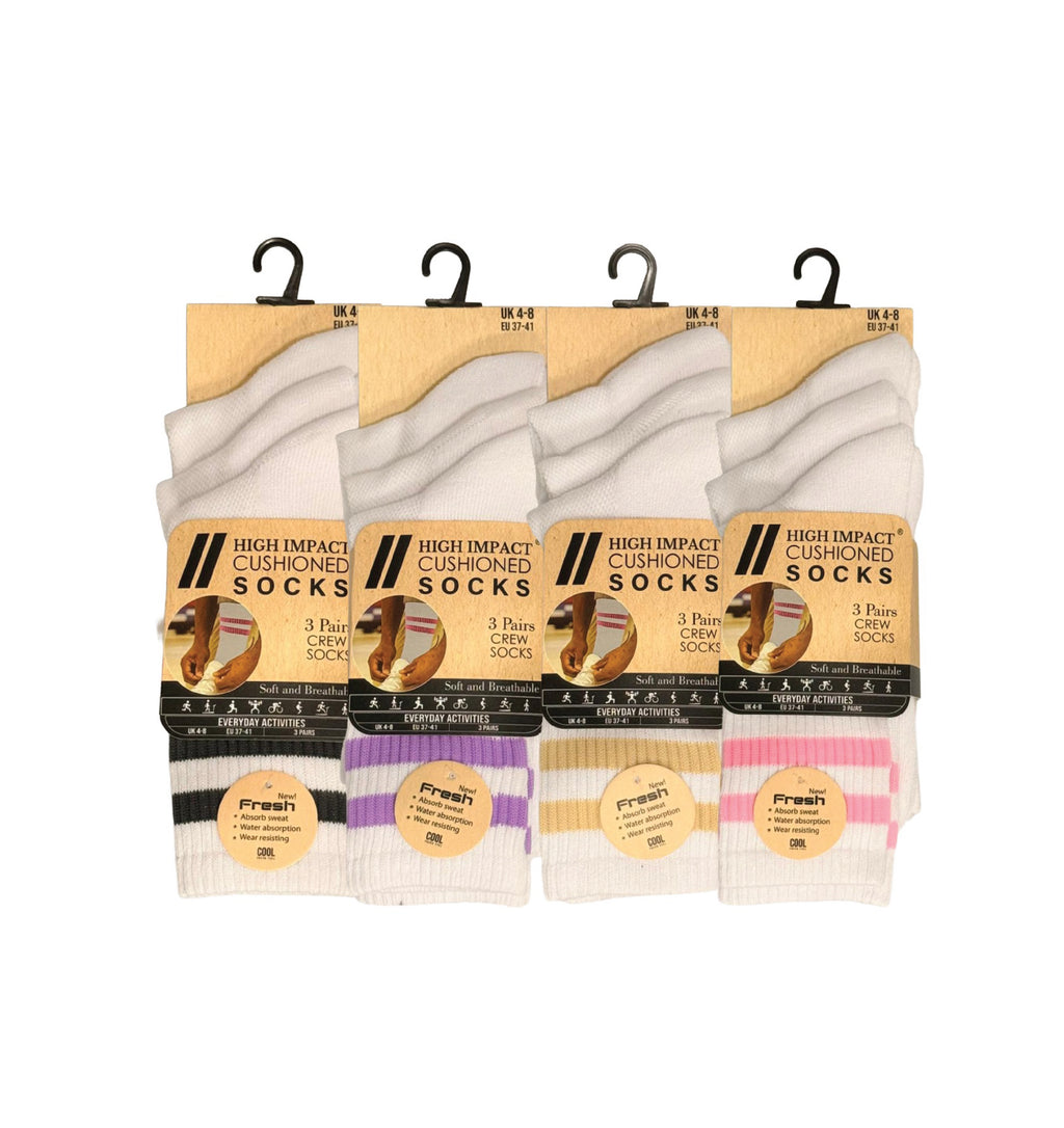 Women's white cushioned sports socks breathable multipack UK 4-7 Hopoye