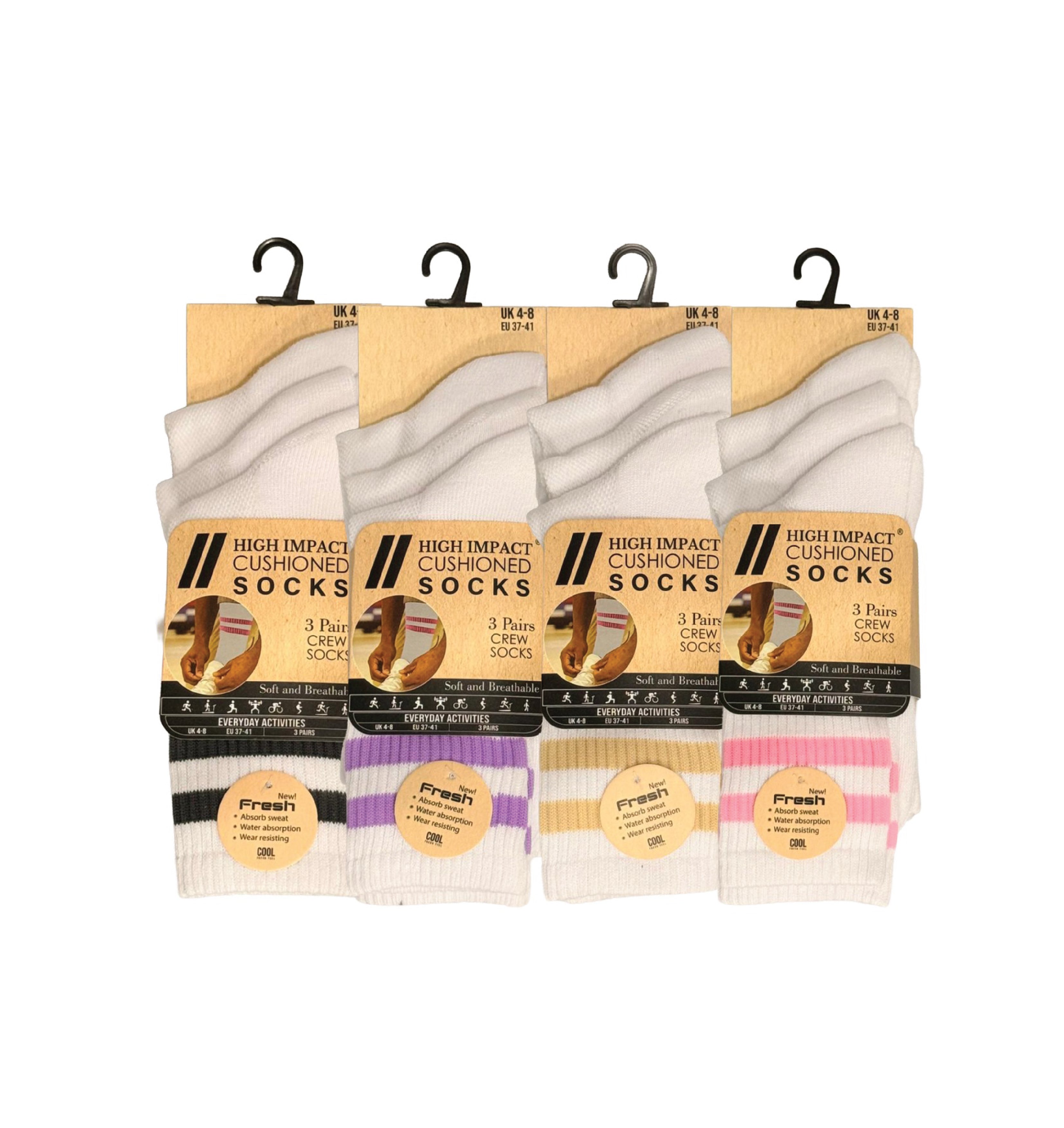 Women's white cushioned sports socks breathable multipack UK 4-7 Hopoye