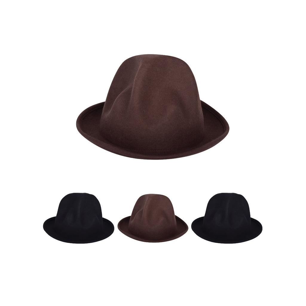 Oversized wool mountain hat side view handcrafted brown black UK