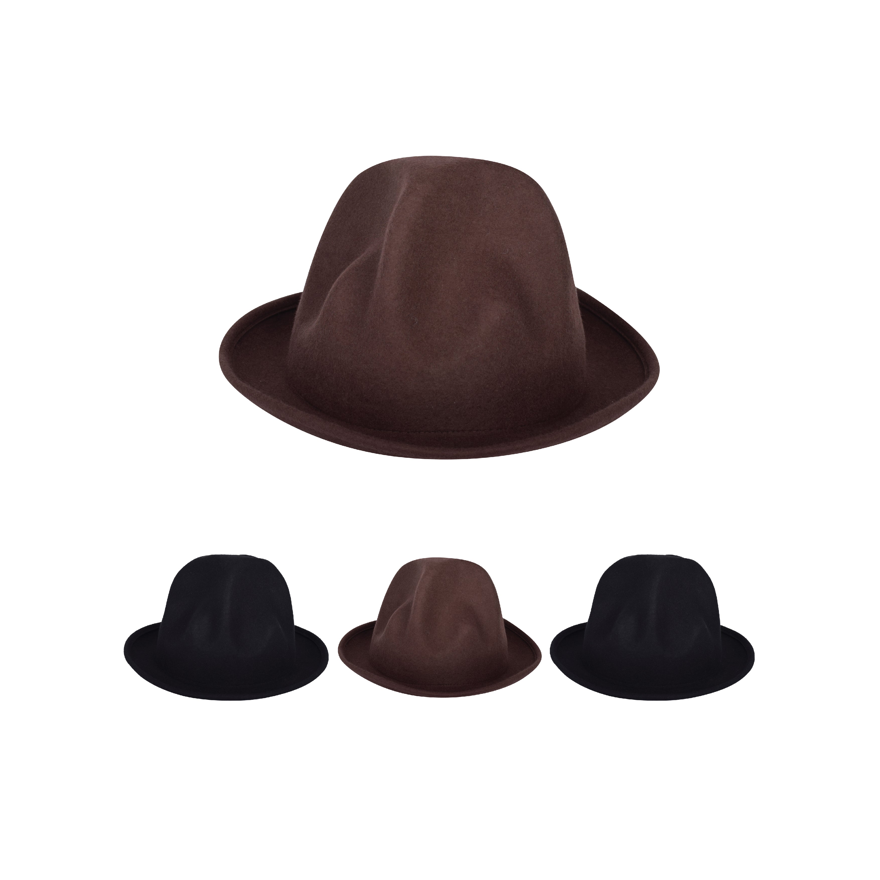 Oversized wool mountain hat side view handcrafted brown black UK