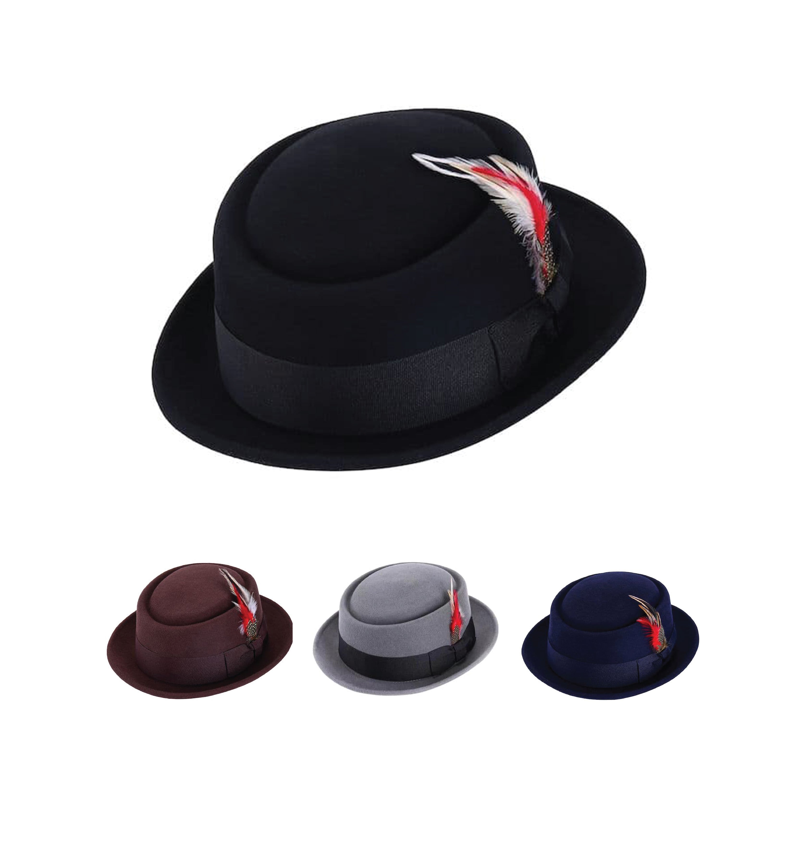 100% wool pork pie hat trilby fedora premium winter UK Hopoye