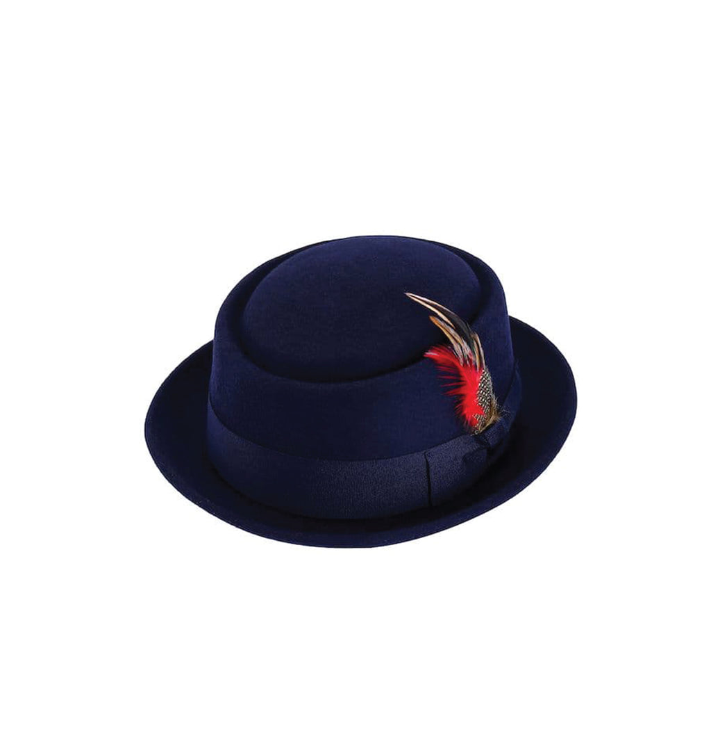 Premium wool pork pie hat close up grosgrain band UK Hopoye