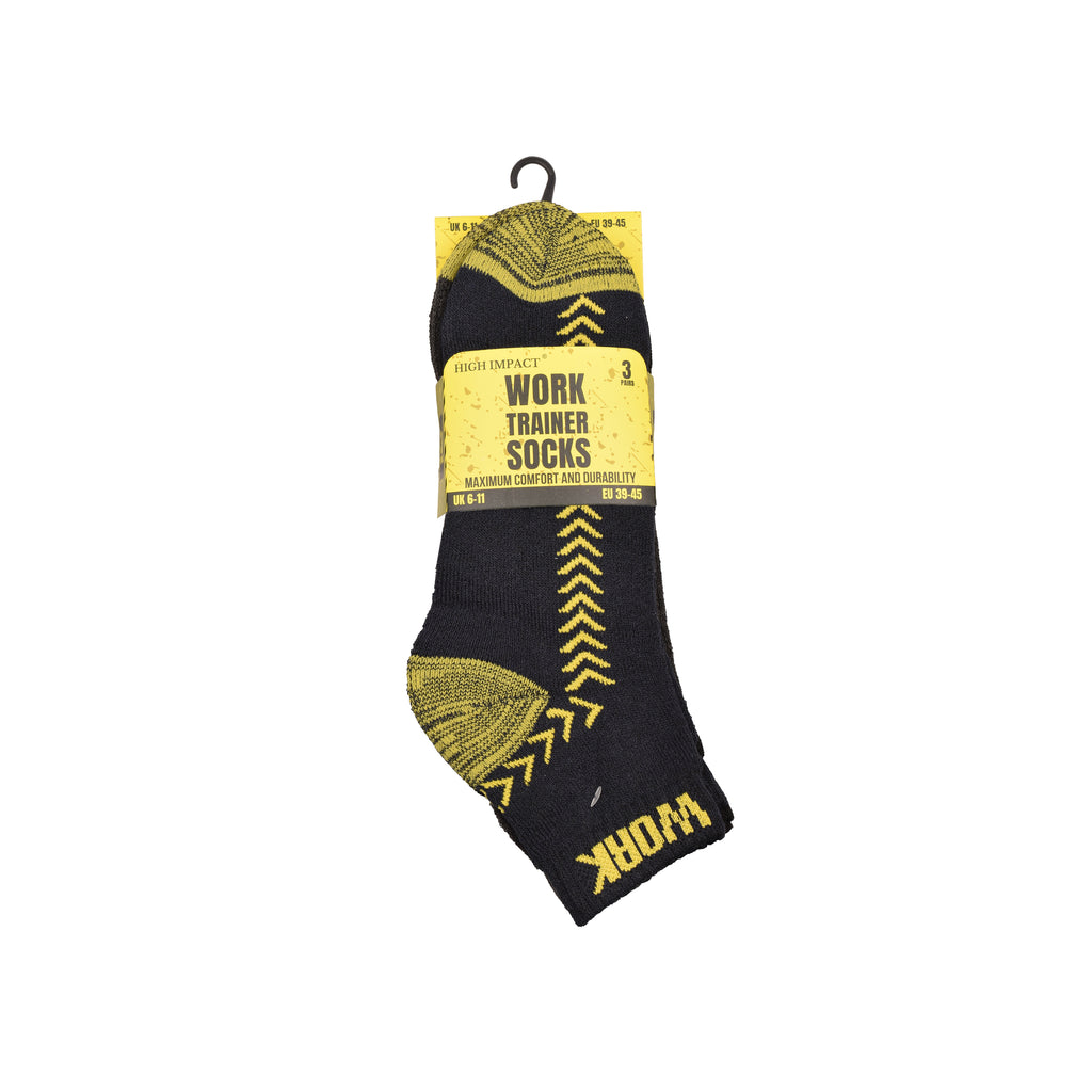 Men's Premium Cushioned Work Trainer Socks | Breathable Cotton Multipack 3, 6, 9 & 12 Pairs | UK