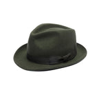 Olive green handmade wool trilby hat crushable waterproof fedora UK Hopoye